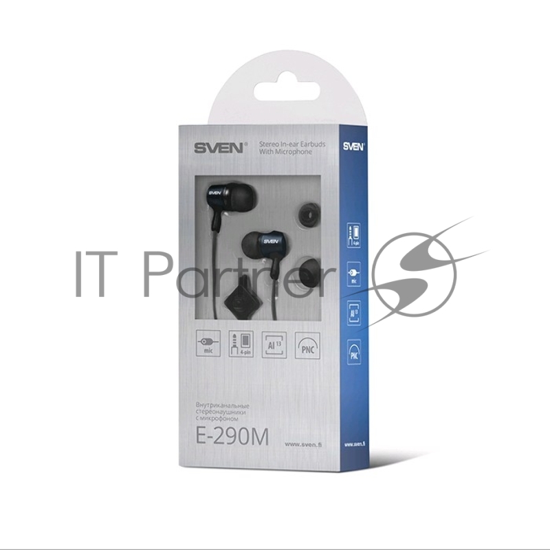Наушники SVEN E-290M, чёрный-серый с микрофоном