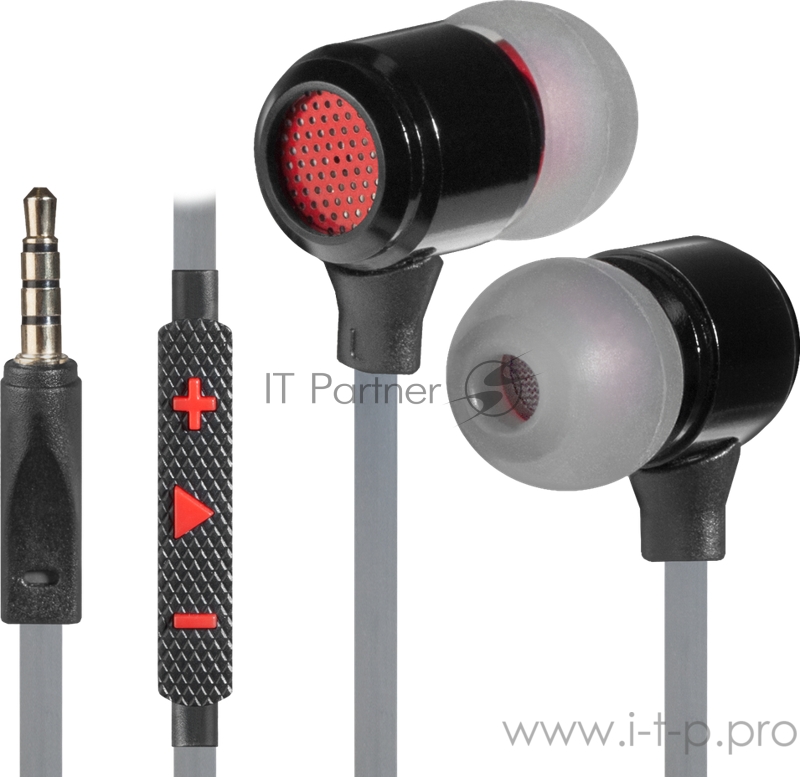 Гарнитура Defender Pike черный + красный, кабель 1,2 м