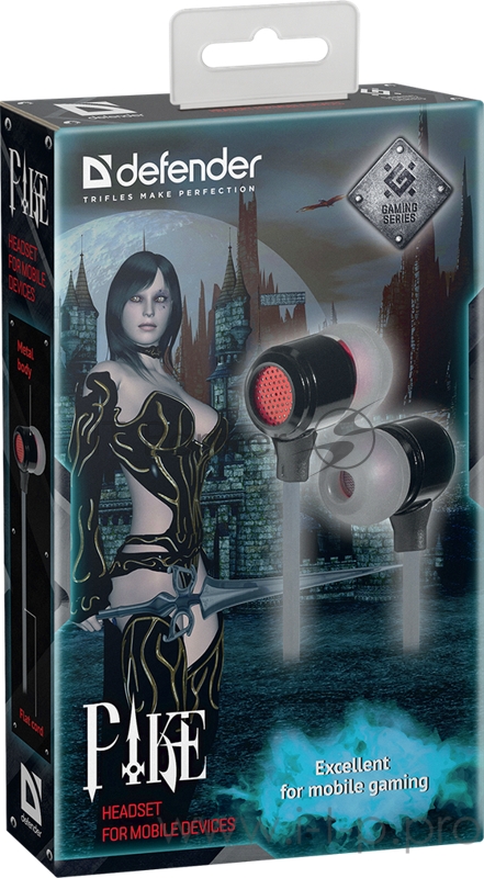 Гарнитура Defender Pike черный + красный, кабель 1,2 м