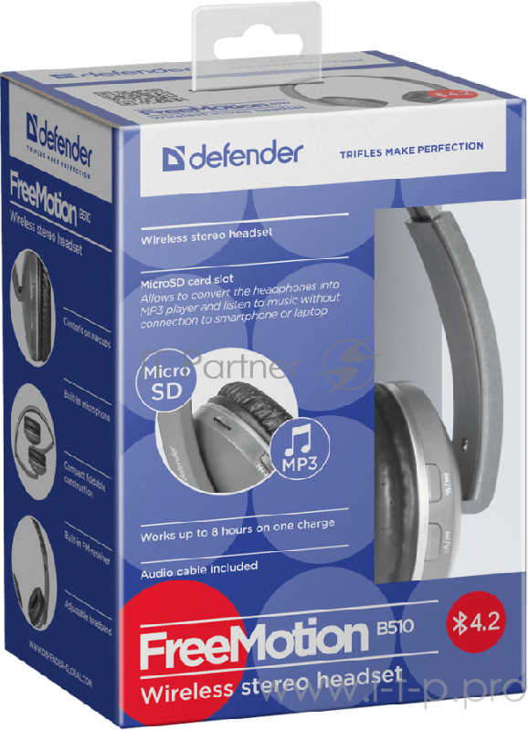 Гарнитура Defender FreeMotion B510 темно-серый, Bluetooth