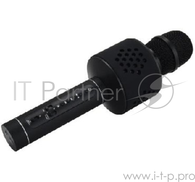 Микрофон TESLER KM-50B Bluetooth караоке микрофон Микрофон для караоке, Bluetooth, слот для карты micro SD, вход AUX, выход на наушники 3,5 мм, функция эхо, LED-подсветка, выходная мощность 3Вт х 2, встроенный аккумулятор 3,7В 2000мАч, входное напряж