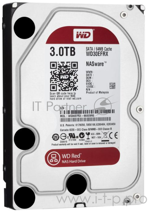 Жесткий диск 3TB WD Red (WD30EFRX) {Serial ATA III, 5400- rpm, 64Mb, 3.5