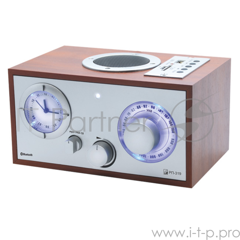 Радиоприемник портативный Сигнал БЗРП РП-319 дерево темное/серебристый USB SD/microSD