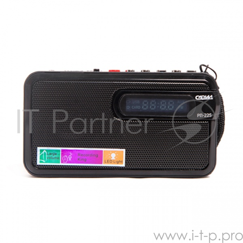 Радиоприемник Сигнал РП-225, бат. 3*АА (не в компл.), 220V, акб 400мА/ч, USB, SD, дисплей, фонарик