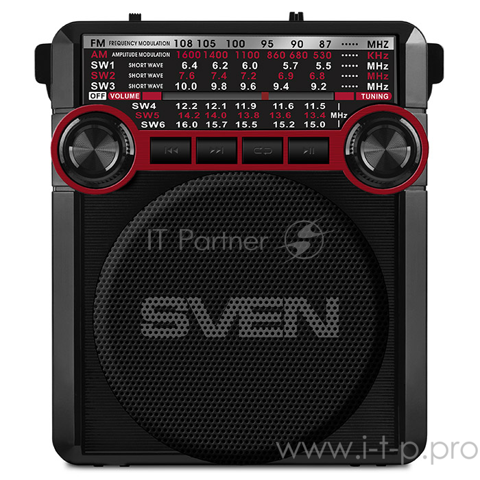 Радиоприемник АС SVEN SRP-355, красный (3 Вт, FM/AM/SW, USB, SD/microSD, фонарь, встроенный аккумулятор) АС SVEN SRP-355, красный (3 Вт, FM/AM/SW, USB, SD/microSD, фонарь, встроенный аккумулятор)