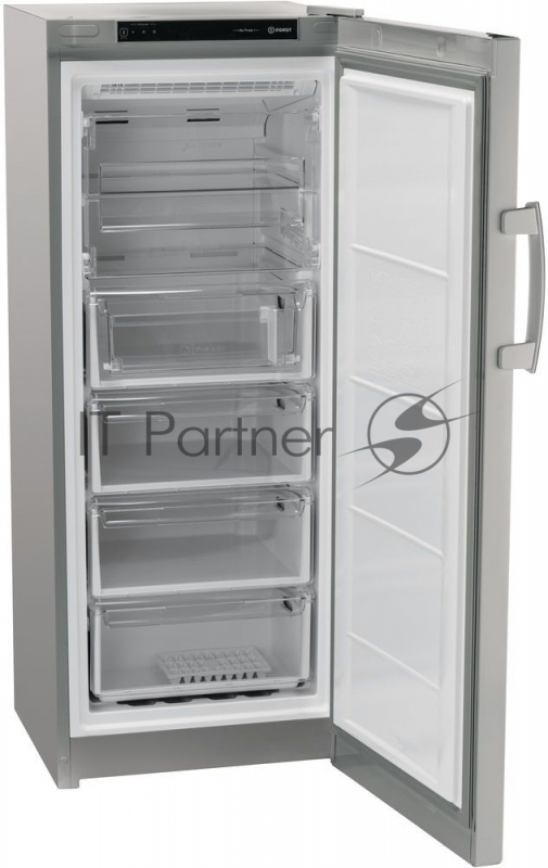 Морозильник Indesit DFZ 4150.1 S серебристый цвет, No Frost, высота 150 см, Общий объем (л): 204