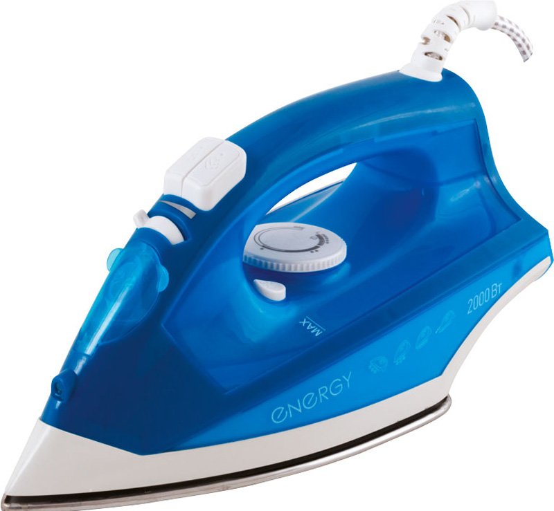 Утюг ENERGY EN-328 синий(Мощность 2000 Вт. Стальная подошва. Сухое глажение. Пар. Паровой удар. Вертикальный пар. Спрей. Функция самоочистки.)