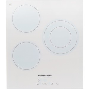 Электрическая варочная поверхность Kuppersberg Электрическая независимая варочная поверхность стеклокерамическая, ширина 45 см, 3 зоны ускоренного нагрева HI-Light, сенсорное управление, 3цифровых дисплея, 9 уровней мощности, автоматика закипания, ав