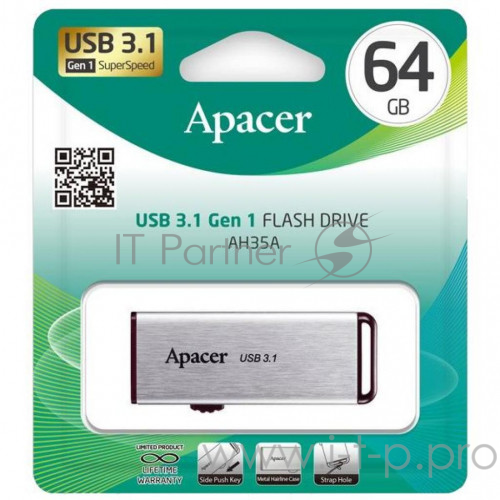 Флеш накопитель USB 3.1 Apacer 64Gb Flash Drive AH35A AP64GAH35AS-1 Silver
