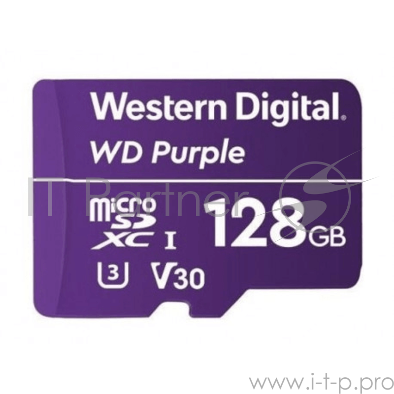 Флеш-накопитель WD Карта памяти WD Purple Surveillance MicroSDXC WDD128G1P0A 128ГБ Class UHS 3 (U3), скоростной класс видео 30 (V30) для видеонаблюдения