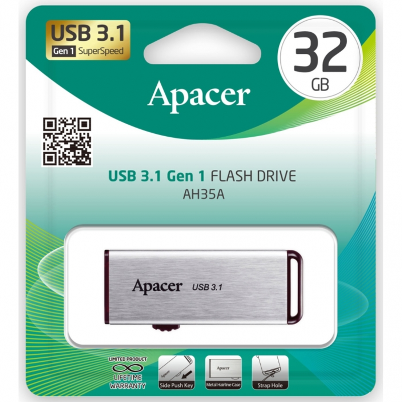Флеш накопитель USB 3.1 Apacer 16Gb Flash Drive AH35A AP16GAH35AS-1 Silver