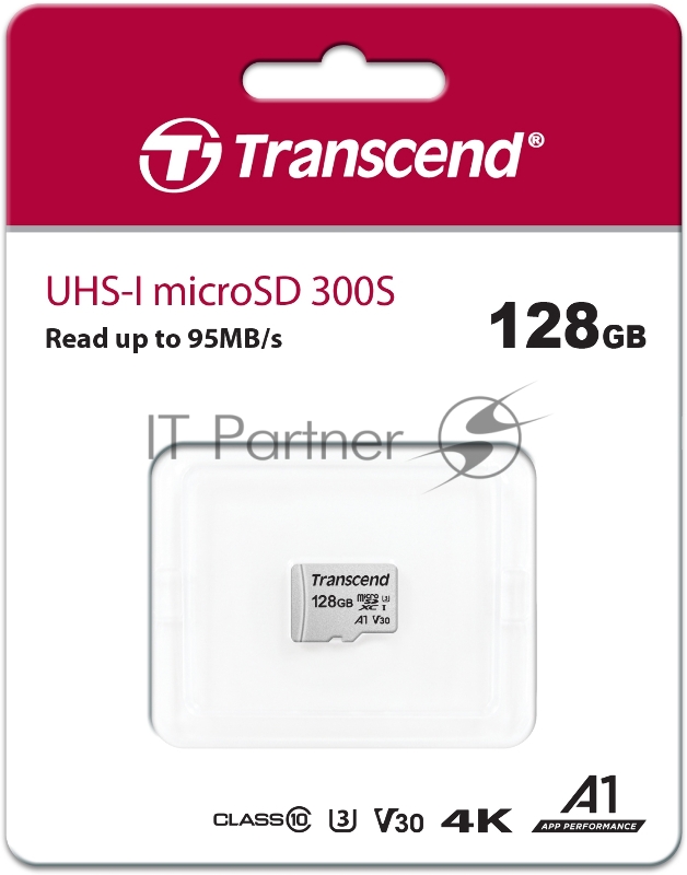 Флеш карта microSD 128GB Transcend microSDXC Class 10 UHS-I U3, V30, A1, (без адаптера), TLC