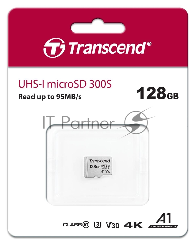 Флеш карта microSD 128GB Transcend microSDXC Class 10 UHS-I U3, V30, A1, (без адаптера), TLC