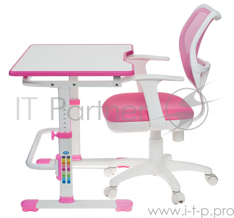 Парта школьная Бюрократ CONDUCTOR-001/PINK белый розовый столешница ЛДСП каркас белый 80х55см