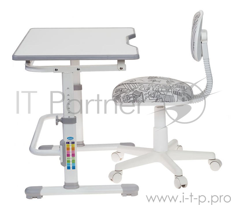 Парта школьная Бюрократ CONDUCTOR-001/LGREY белый светло-серый столешница ЛДСП каркас белый 80х55см