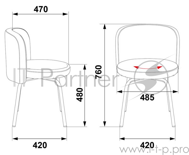Стул Бюрократ KF-2/Or-07 вращающийся коричневый Or-07 искусственная кожа