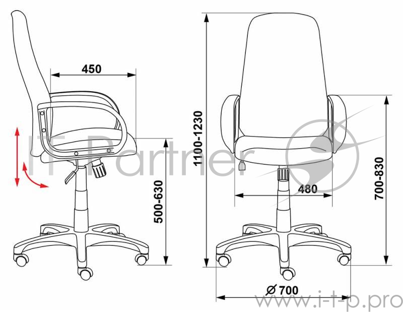 Кресло руководителя Бюрократ CH-808AXSN/Grey (темно-серый 10-128 ткань крестовина пластиковая)