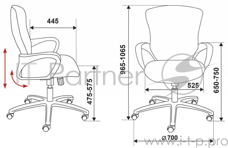 Кресло Бюрократ CH-818AXSN-Low/15-21 низкая спинка черный 15-21