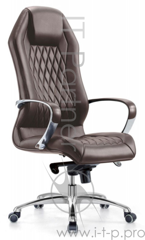 Кресло руководителя Бюрократ _AURA/BROWN коричневый кожа крестовина алюминий