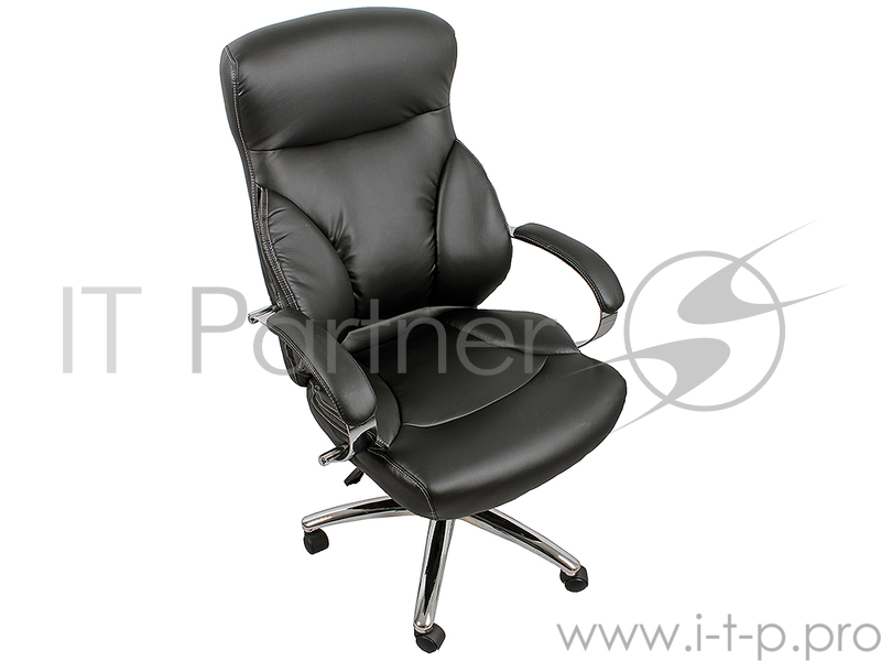 Кресло руководителя COLLEGE H-9582L-1K Черный экокожа, 120 кг, подлокотники кожа/хром, крестовина хром, (ШxГxВ), см 68x70x117-127
