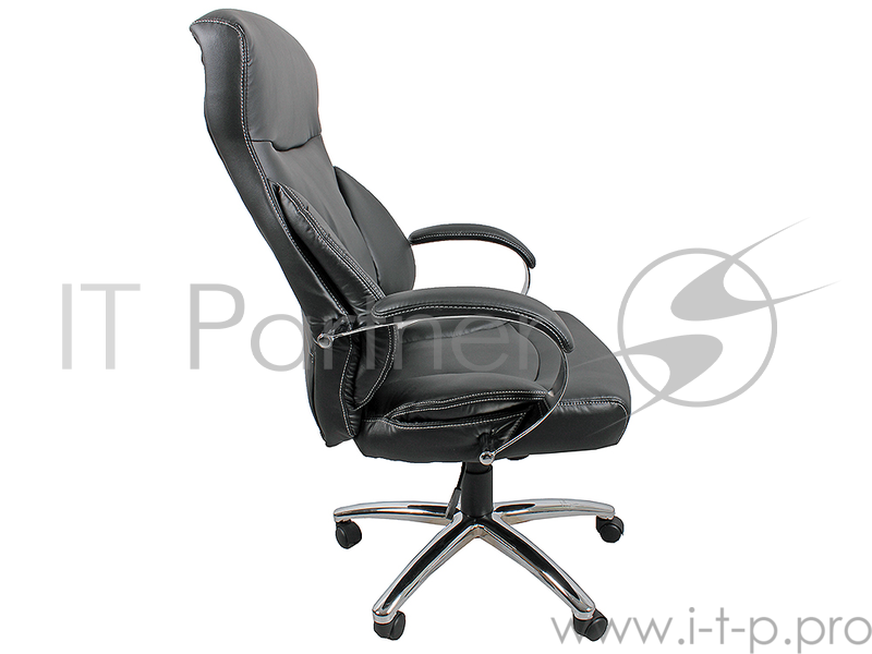 Кресло руководителя COLLEGE H-9582L-1K Черный экокожа, 120 кг, подлокотники кожа/хром, крестовина хром, (ШxГxВ), см 68x70x117-127