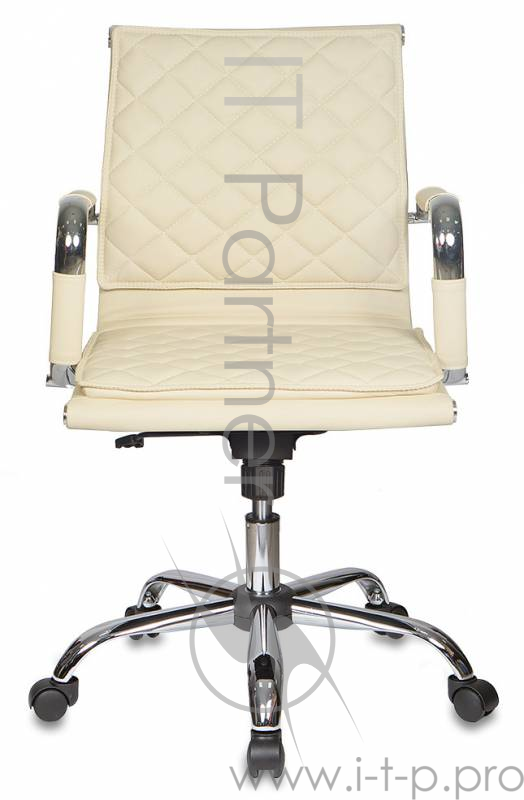 Кресло руководителя Бюрократ CH-991-Low/Ivory низкая спинка слоновая кость искусственная кожа крестовина хром