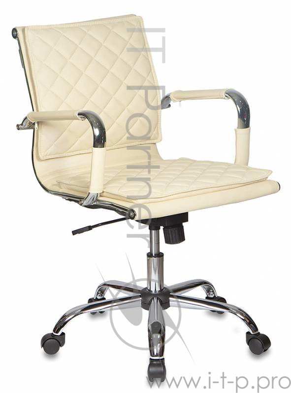 Кресло руководителя Бюрократ CH-991-Low/Ivory низкая спинка слоновая кость искусственная кожа крестовина хром