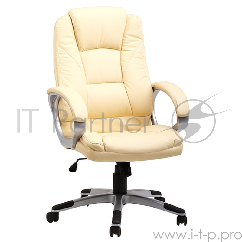 Кресло руководителя COLLEGE BX-3177 Бежевый, экокожа, 120 кг, подл. пластик/кожа, крест. пластик с вставками, спинка 70 см