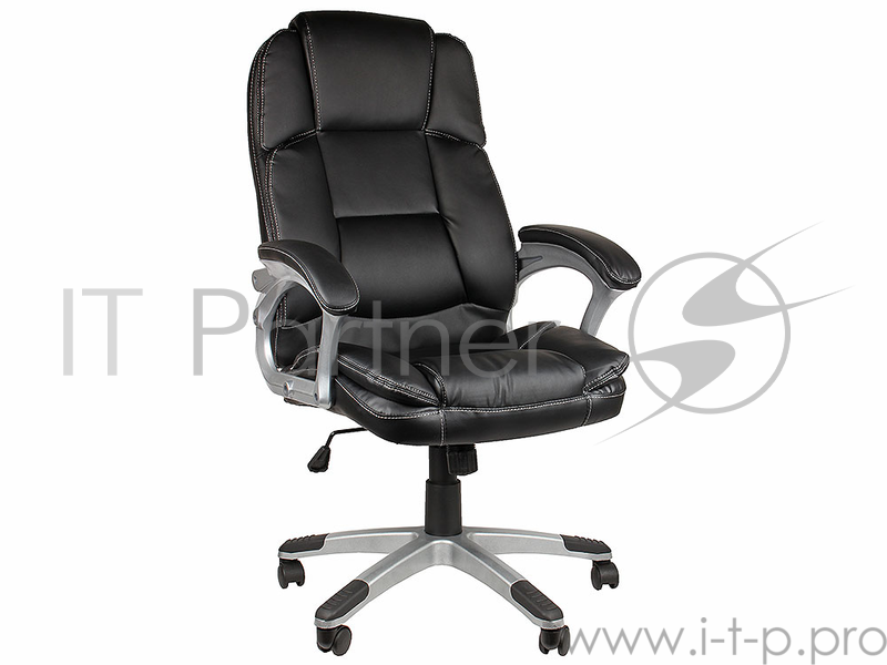 Кресло руководителя COLLEGE BX-3233 Черный, экокожа, 120 кг, подл. пластик/кожа, крест. пластик с вставками, спинка 73 см, (ШxГxВ), см64.5*69*110-120