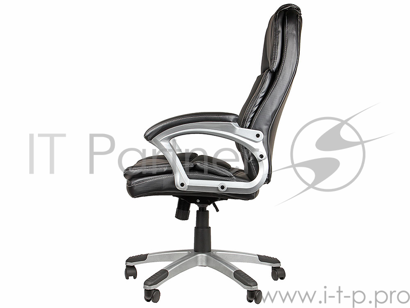 Кресло руководителя COLLEGE BX-3233 Черный, экокожа, 120 кг, подл. пластик/кожа, крест. пластик с вставками, спинка 73 см, (ШxГxВ), см64.5*69*110-120