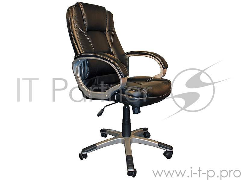 Кресло руководителя COLLEGE BX-3177 Черный, экокожа, 120 кг, подл. пластик/кожа, крест. пластик с вставками, спинка 70 см, (ШxГxВ), см 64x69x106-116к