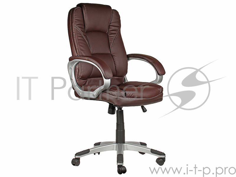 Кресло руководителя COLLEGE BX-3177 Коричневый, экокожа, 120кг, подл. пластик/кожа, крест. пластик с вставками, спинка 70 см, (ШxГxВ), см64x69x106-116