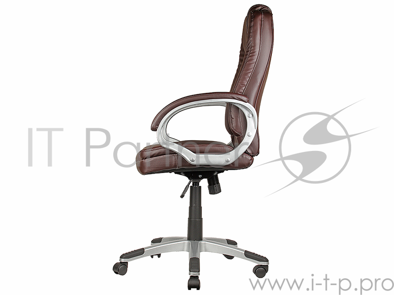 Кресло руководителя COLLEGE BX-3177 Коричневый, экокожа, 120кг, подл. пластик/кожа, крест. пластик с вставками, спинка 70 см, (ШxГxВ), см64x69x106-116