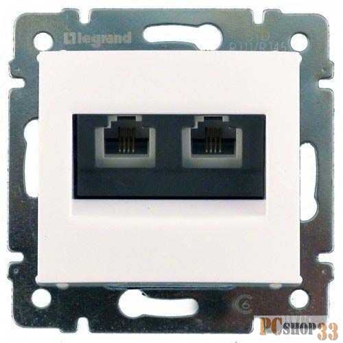 Розетки, выключатели и аксессуары Legrand 774247 Информационная розетка - Valena - RJ45 - категория 6 - UTP - 2 выхода - на захватах - White
