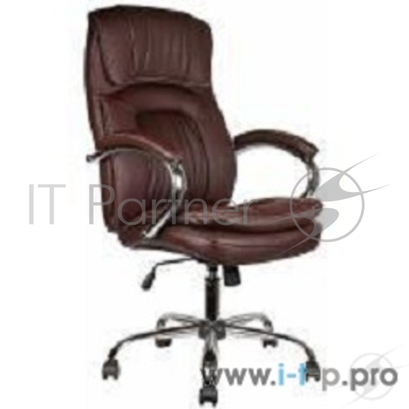 Офисные кресла Кресло руководителя COLLEGE BX-3001-1 Коричневое, экокожа, 120 кг, подл. металл/хром/кожа, крест. металл/хром, спинка 73 см, Механизм качания Топ-ган