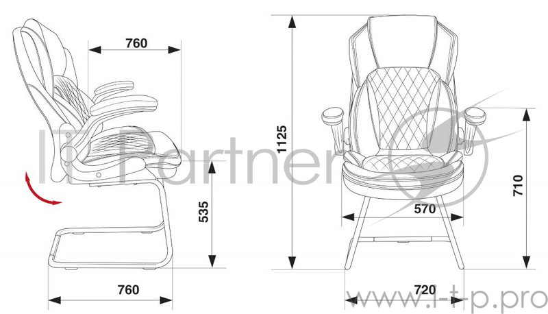 Кресло Бюрократ T-9915A-LOW-V/BLACK низкая спинка черный кожа