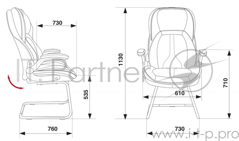 Кресло Бюрократ T-9919A-LOW-V/BLACK низкая спинка черный кожа