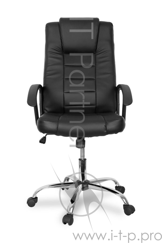 Кресло руководителя COLLEGE BX-3375 Черный, экокожа, 120кг, твердые подлокотники, хромированная крестовина, высота спинки 61см, (ШxГxВ)см 60x68x118