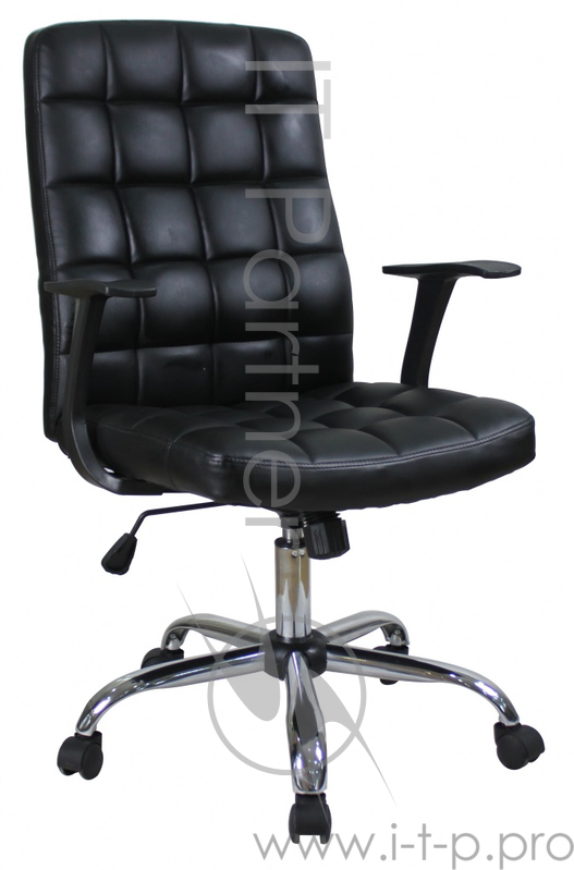 Кресло руководителя COLLEGE BX-3619 Черный, экокожа,120кг,твердые подлокотники,хромированная крестовина,высота спинки 59см, (ШxГxВ)см 60x67x112