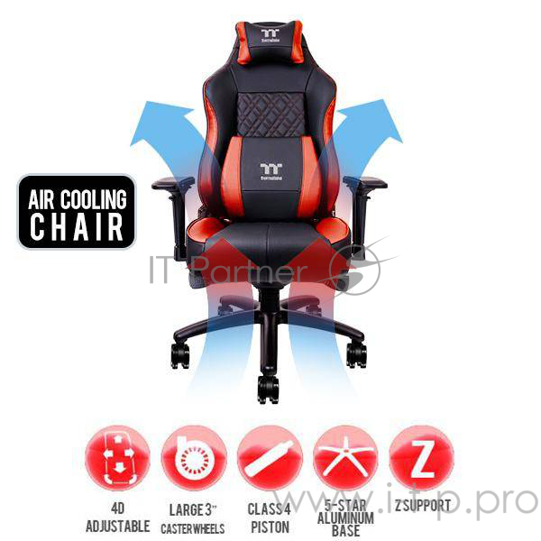 Кресло игровое Thermaltake X Comfort Air Gaming Chair (Black-Red)