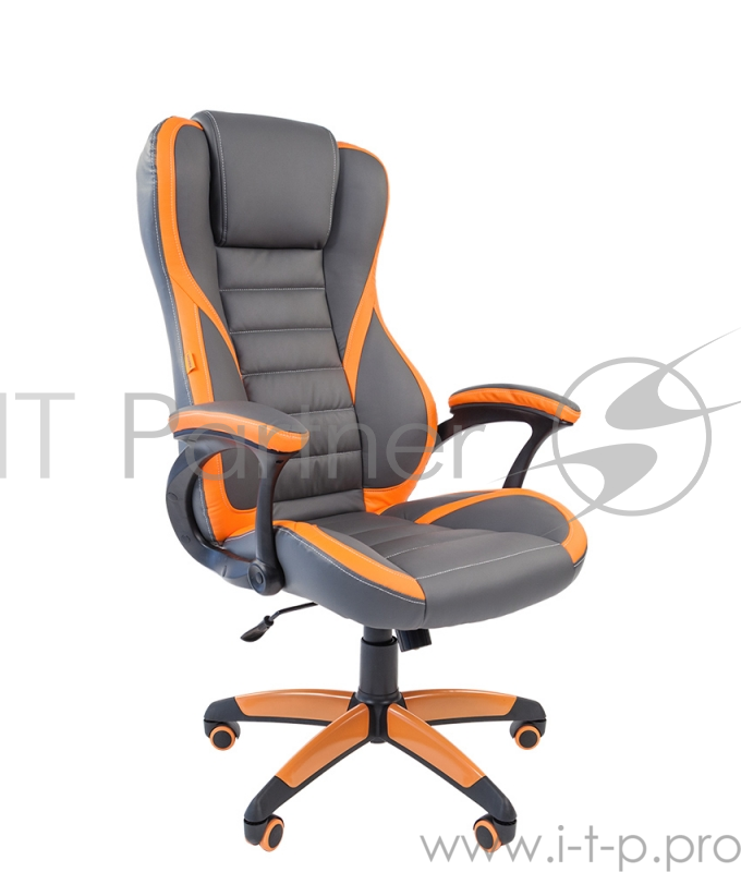 Кресло Chairman game 22 серый/оранжевый Кресло геймерское (экокожа, регулируемый угол наклона, механизм качания)