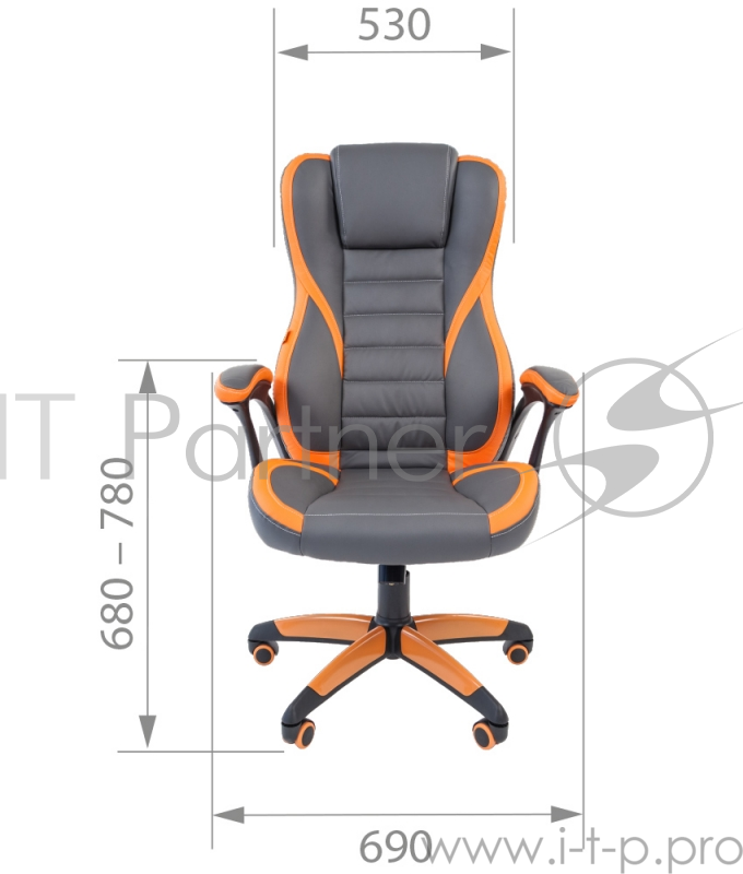 Кресло Chairman game 22 серый/оранжевый Кресло геймерское (экокожа, регулируемый угол наклона, механизм качания)