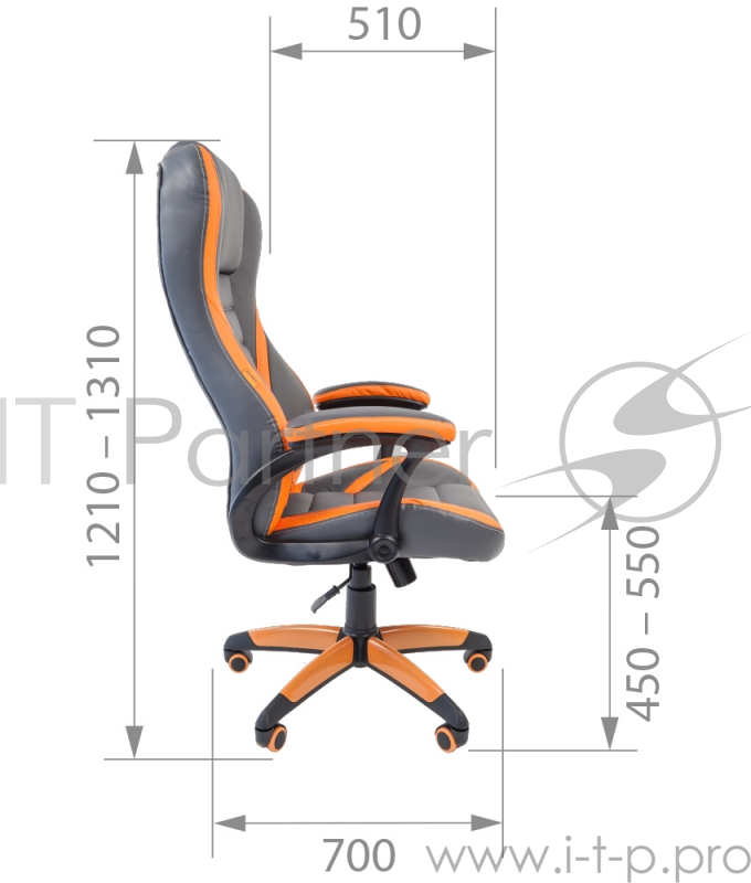Кресло Chairman game 22 серый/оранжевый Кресло геймерское (экокожа, регулируемый угол наклона, механизм качания)
