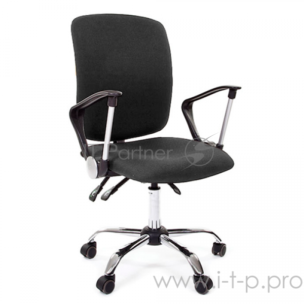 Кресло Chairman 9801 чёрное (ткань, пластик/хромированный металл, газпатрон 3 кл, ролики, асинхронный механизм качания)