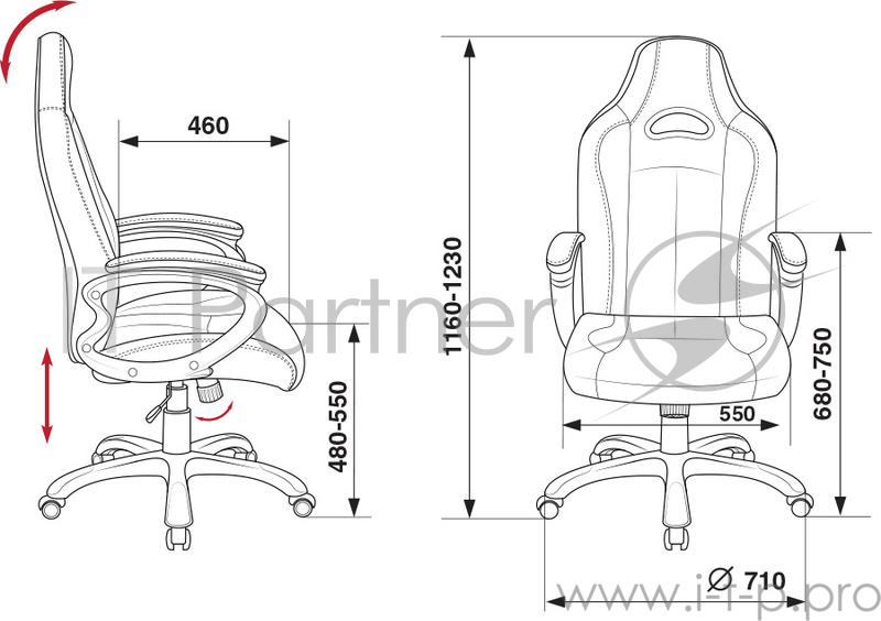 Кресло игровое Бюрократ CH-827/BL+RED черный/красный искусственная кожа