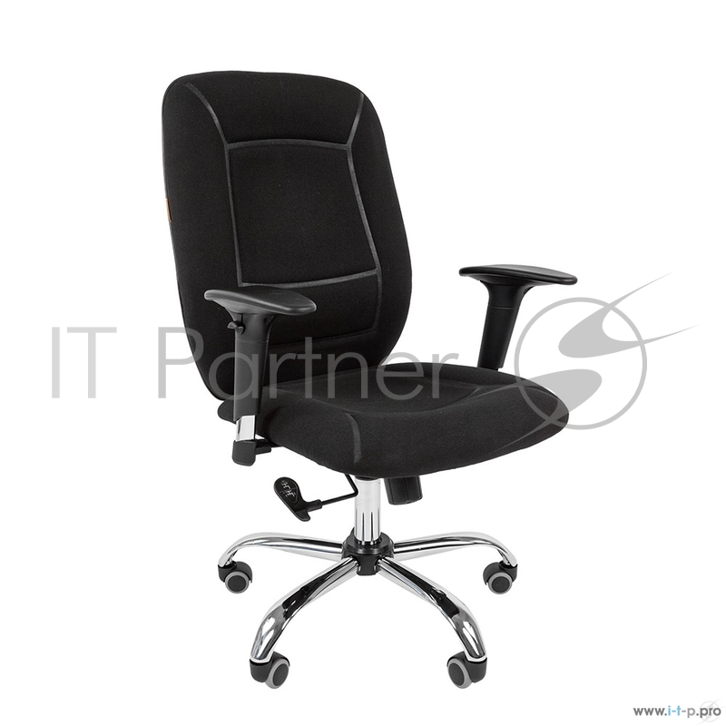 Офисное кресло Chairman 888 чёрное (ткань, хромированный металл, газпатрон 3 кл, ролики, механизм качания)