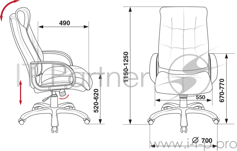 Кресло руководителя Бюрократ CH-824B/LGREY серый искусственная кожа
