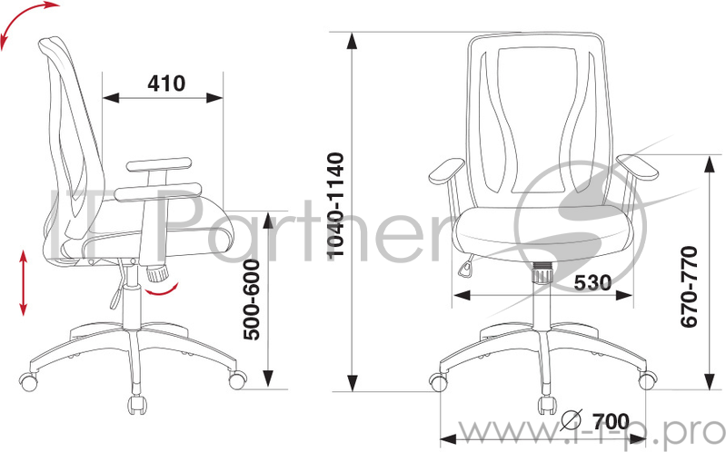 Кресло Бюрократ MC-W411/26-28 черный TW-01 26-28 сетка/ткань (пластик белый)