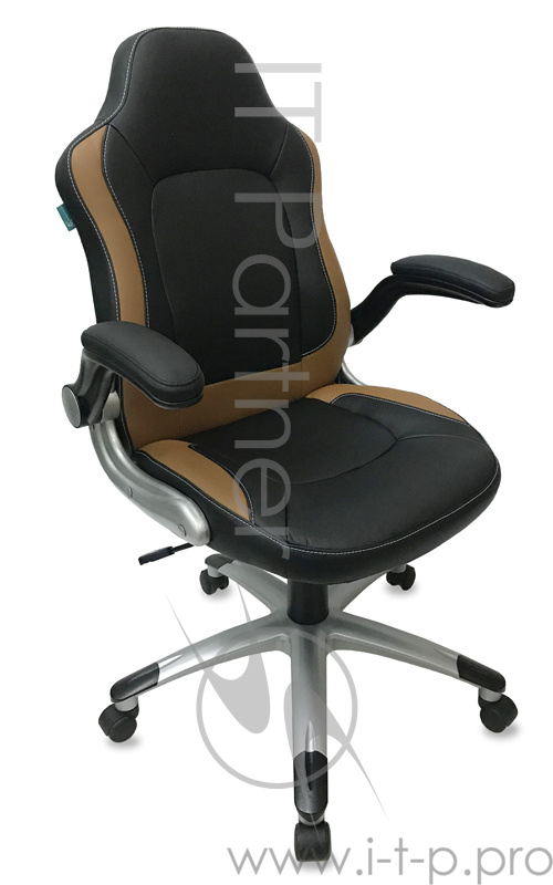 Кресло руководителя Бюрократ CH-825A/BLACK+BG вставки бежевый сиденье черный искусственная кожа (пластик серебро)