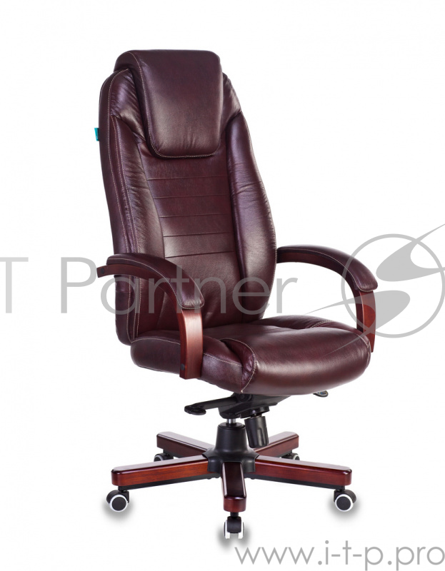 Кресло руководителя Бюрократ T-9923WALNUT/BROWN коричневый кожа крестовина дерево